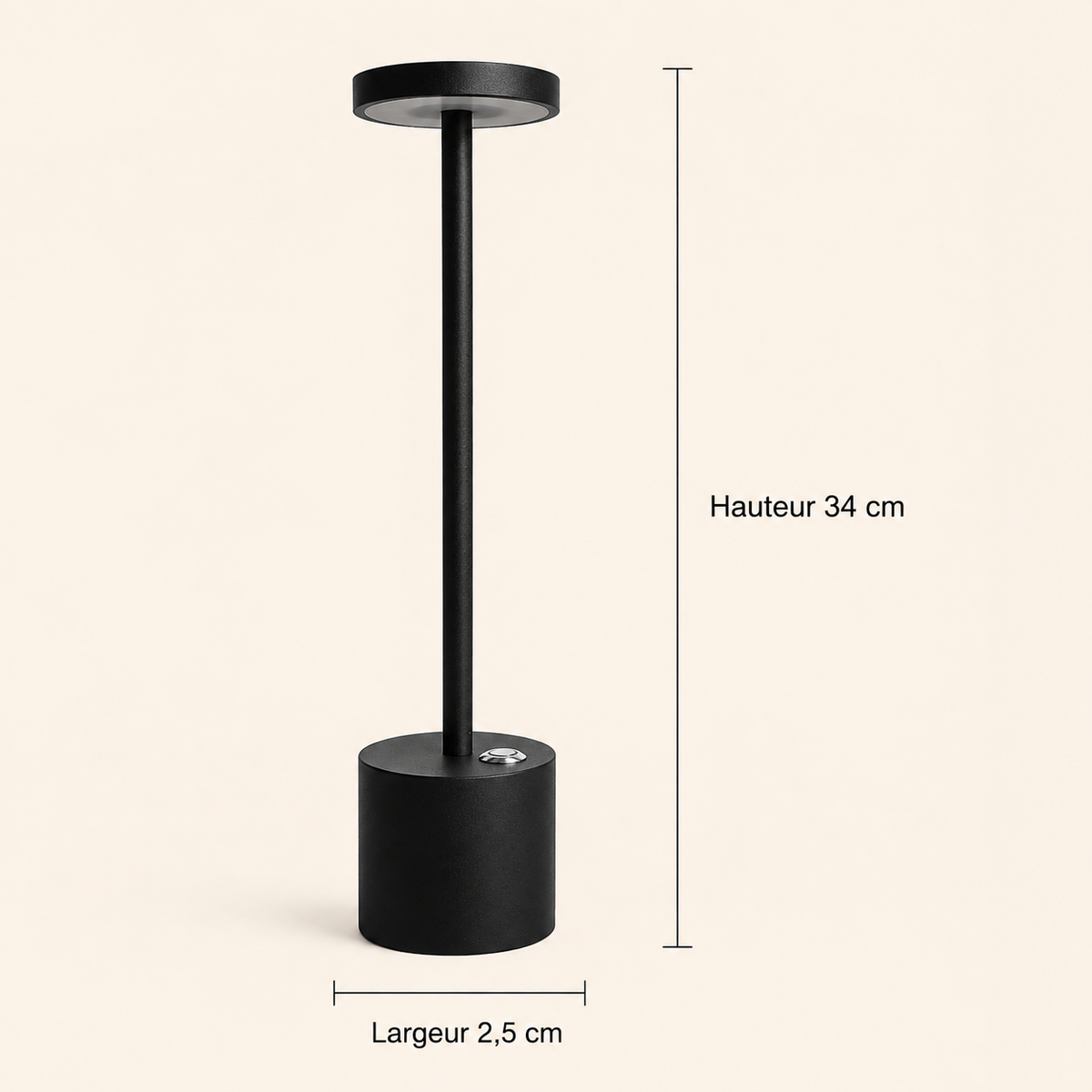 Lampe de table LED sans fil à tête plate ronde