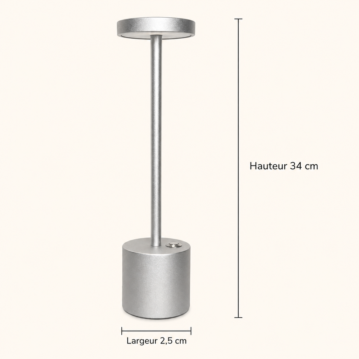 Lampe de table LED sans fil à tête plate ronde