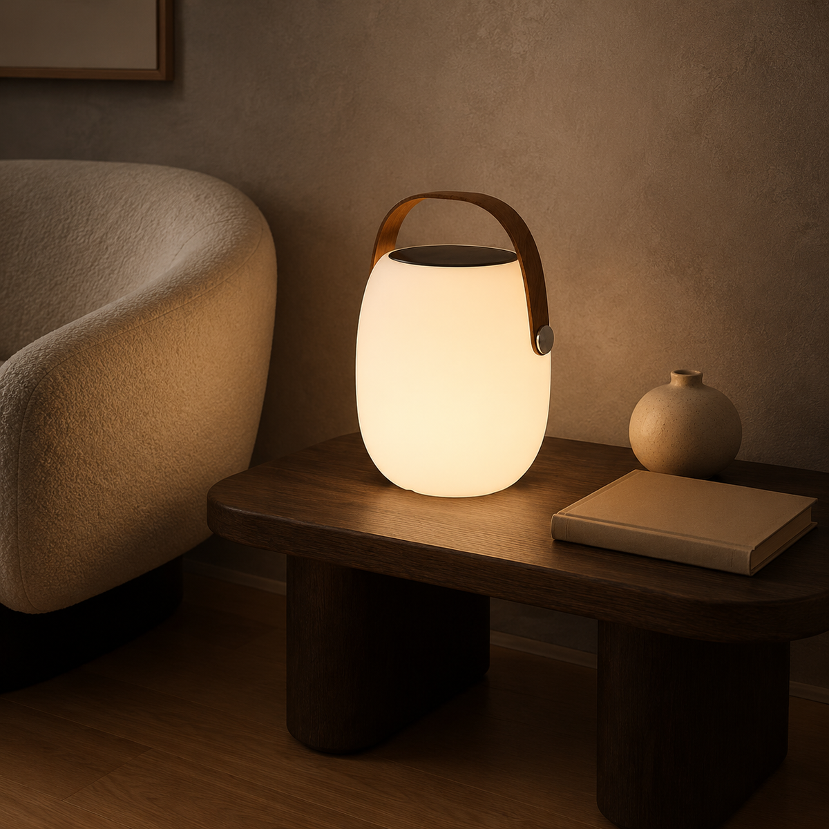 Lampe de chevet LED portable en design lanterne