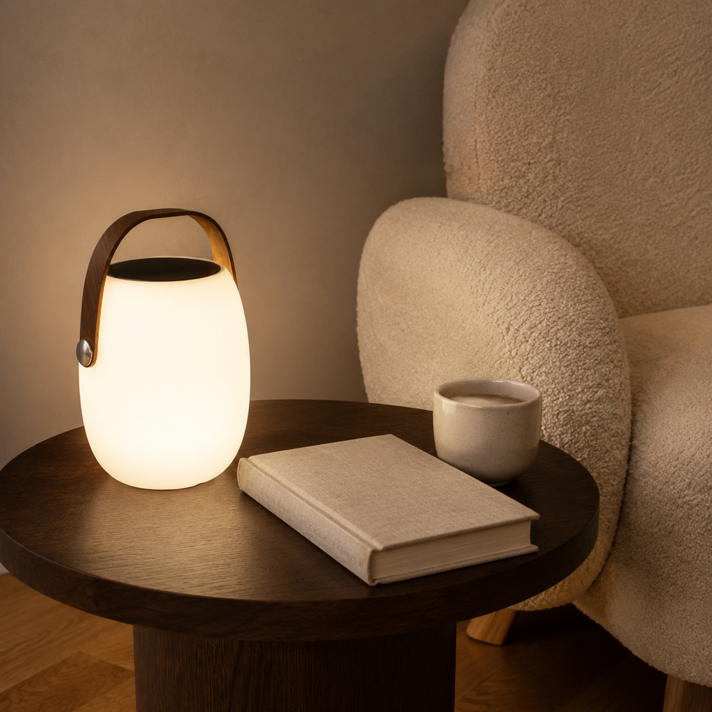 Lampe de chevet LED portable en design lanterne