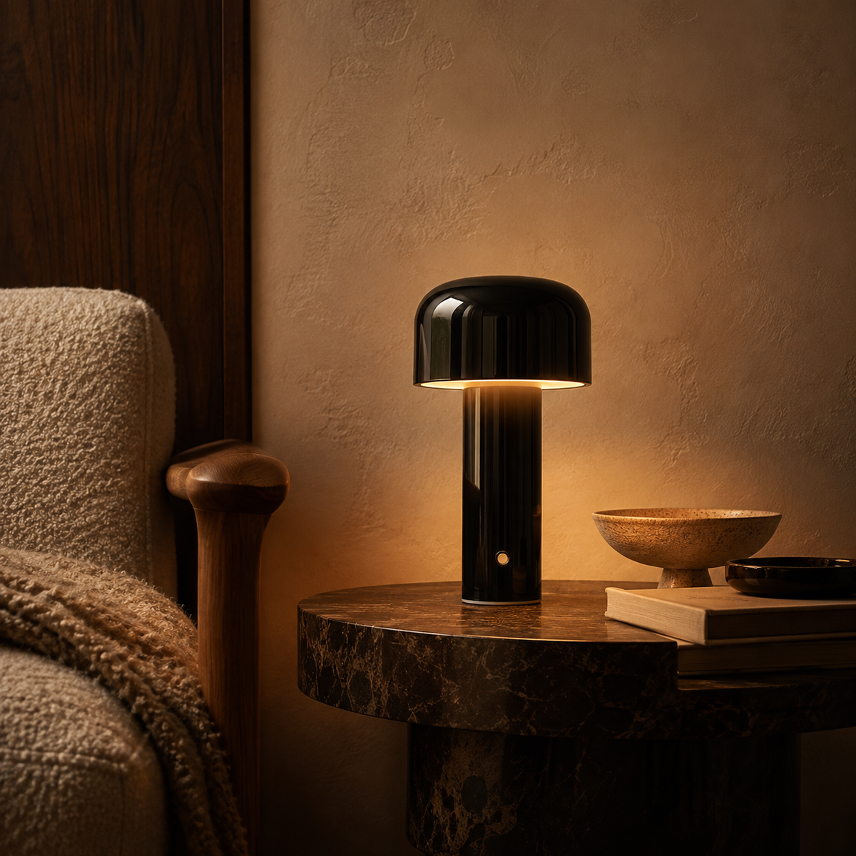 Lampe de chevet champignon design moderne tactile