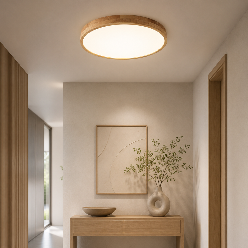 Plafonnier LED circulaire en bois plat moderne ultra mince
