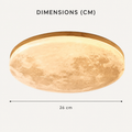 Plafonnier LED rond effet lune avec contour en bois