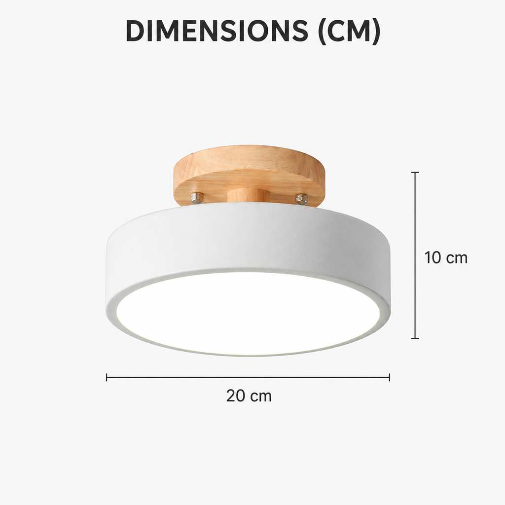 Plafonnier semi-encastré à Led rond nordique en bois