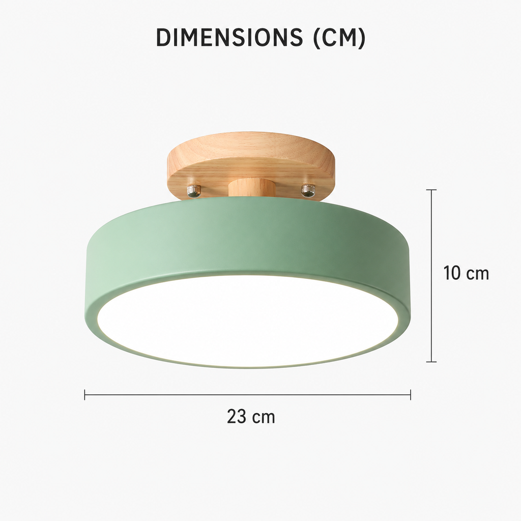 Plafonnier semi-encastré à Led rond nordique en bois