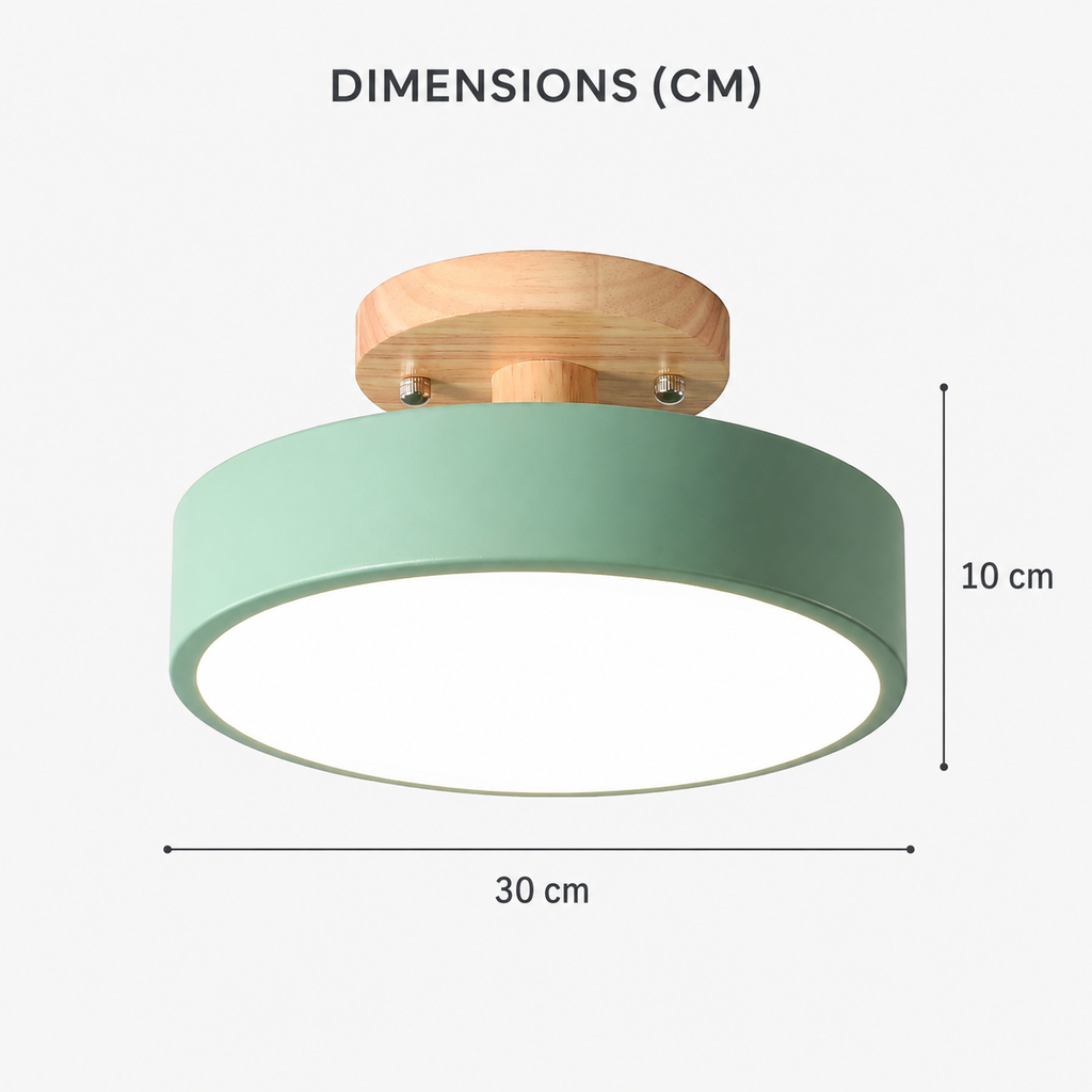 Plafonnier semi-encastré à Led rond nordique en bois