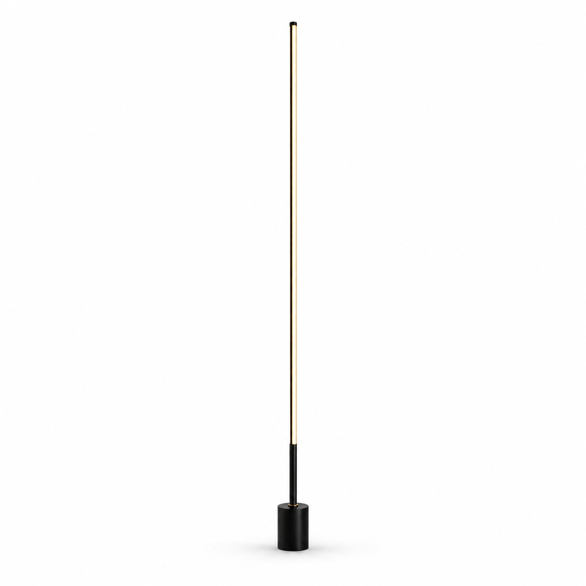 Lampadaire LED sur pied noir et doré design minimaliste