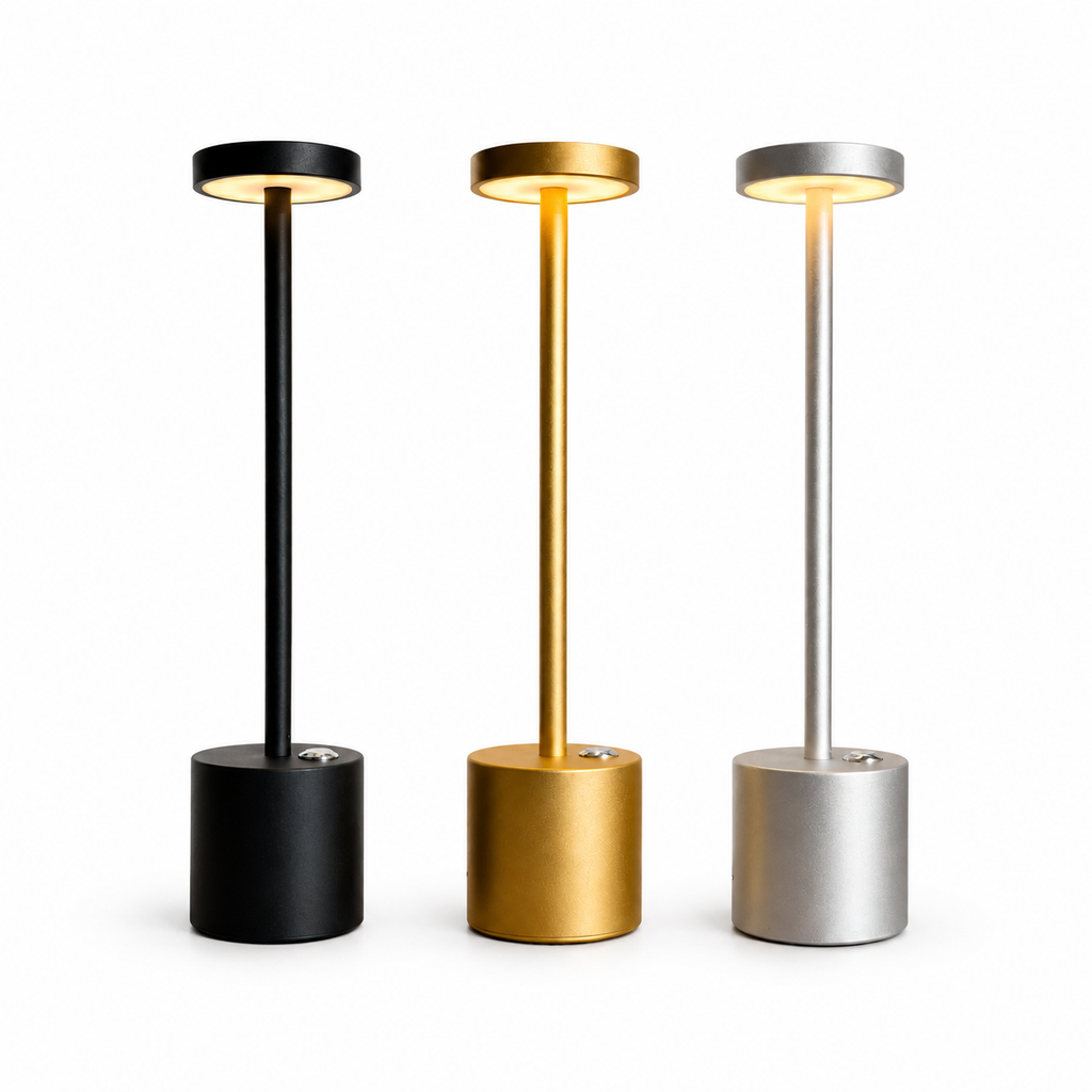 Lampe de table LED sans fil à tête plate ronde