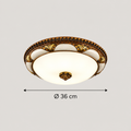 Plafonnier classique rond en verre et résine finition bronze