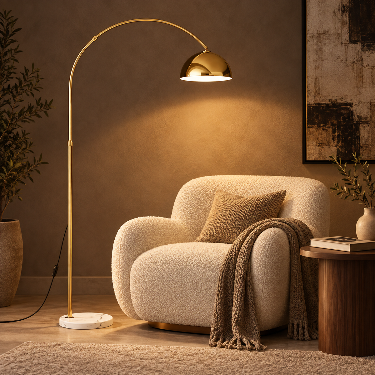 Lampadaire noir design épuré tête orientable moderne en arc réglable