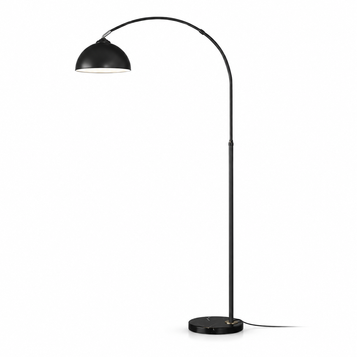 Lampadaire noir design épuré tête orientable moderne en arc réglable
