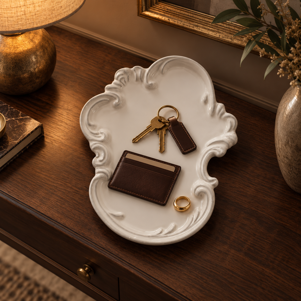 Vide-poche en céramique baroque à rangement