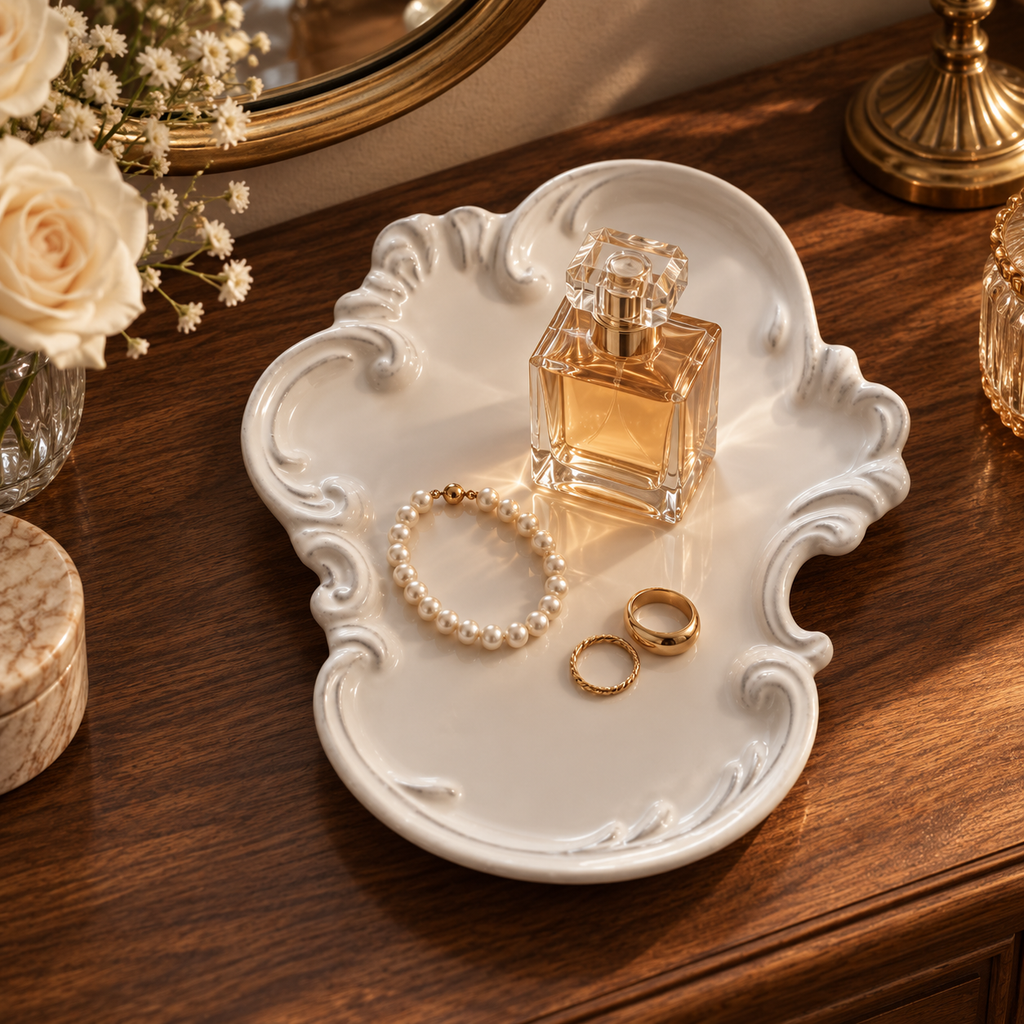 Vide-poche en céramique baroque à rangement