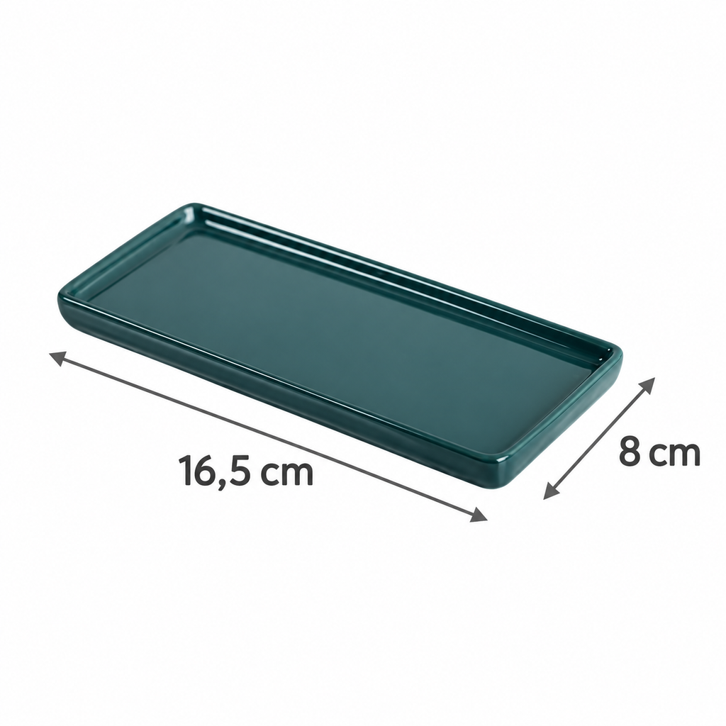 Vide-Poche Céramique Vert Émeraude Rectangulaire de rangement