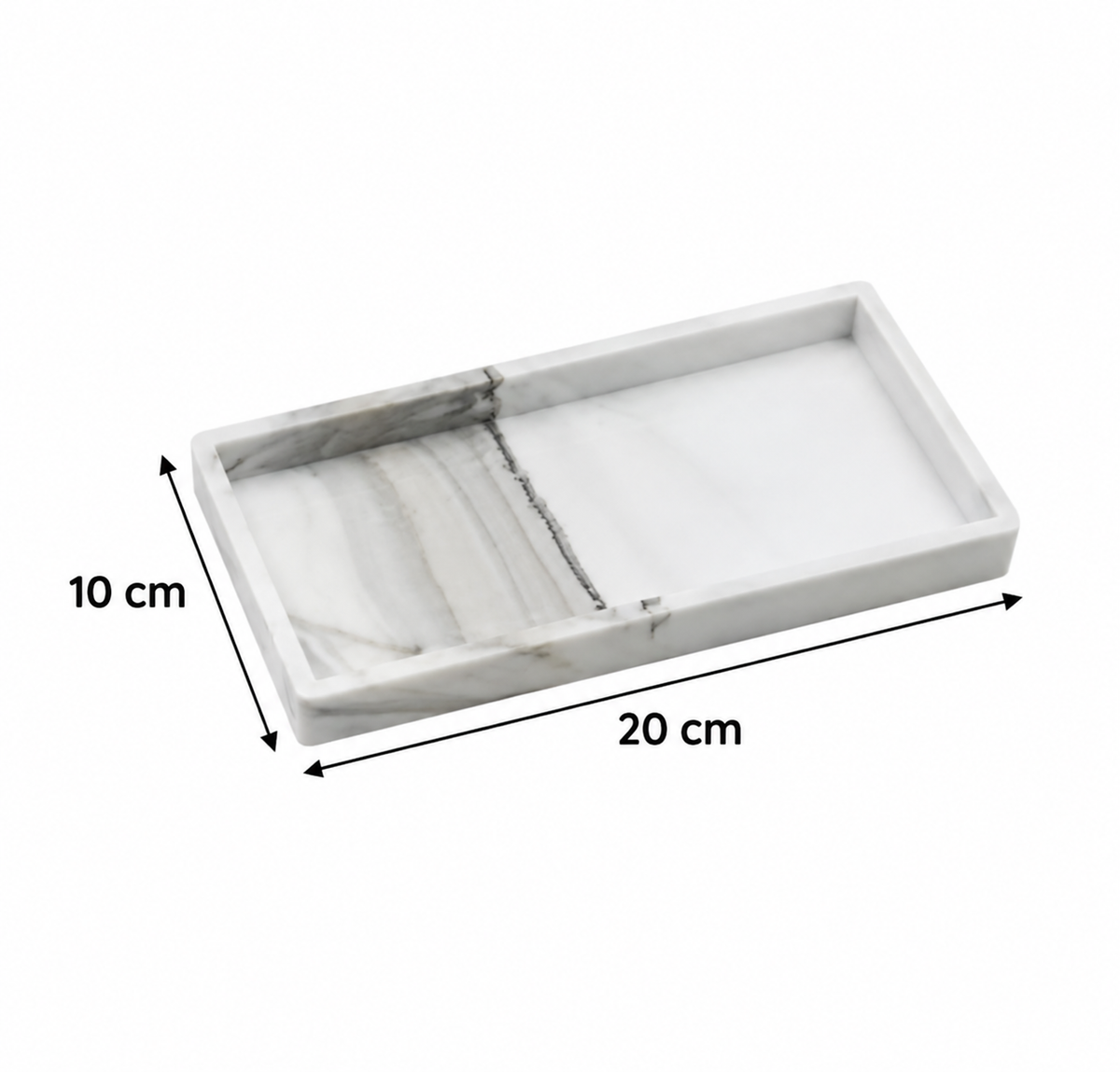 Vide-Poche Design Marbre Blanc et Gris Rectangulaire