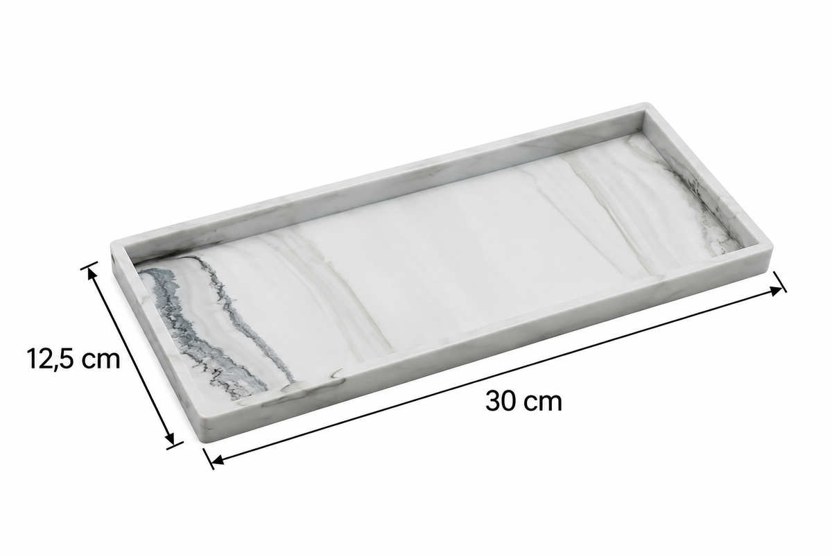 Vide-Poche Design Marbre Blanc et Gris Rectangulaire