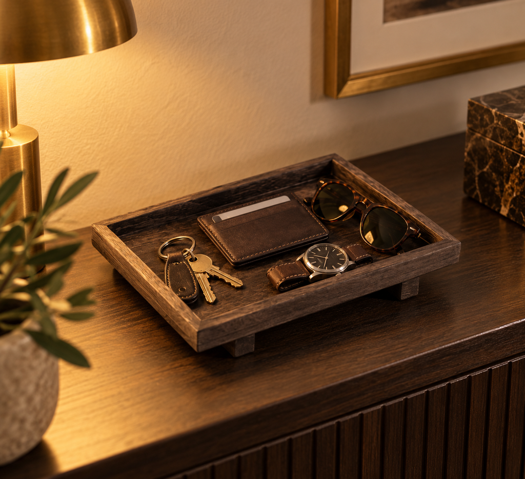 Vide-Poche Organisateur rectangulaire en Bois Sombre