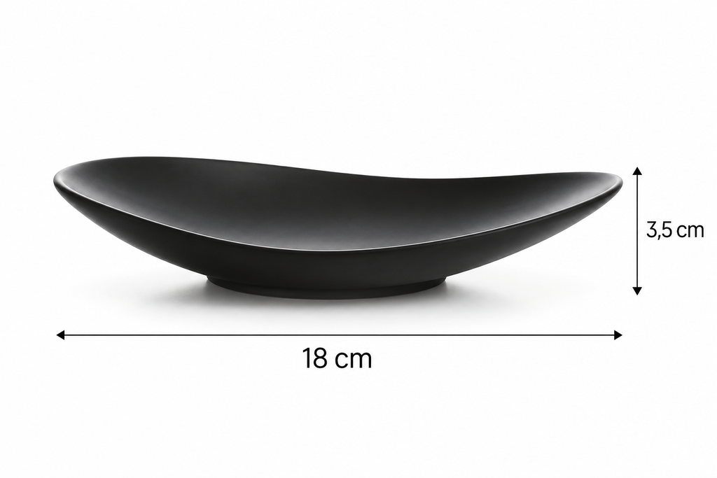 Vide-Poche Minimaliste Ovale Noir Mat en Céramique