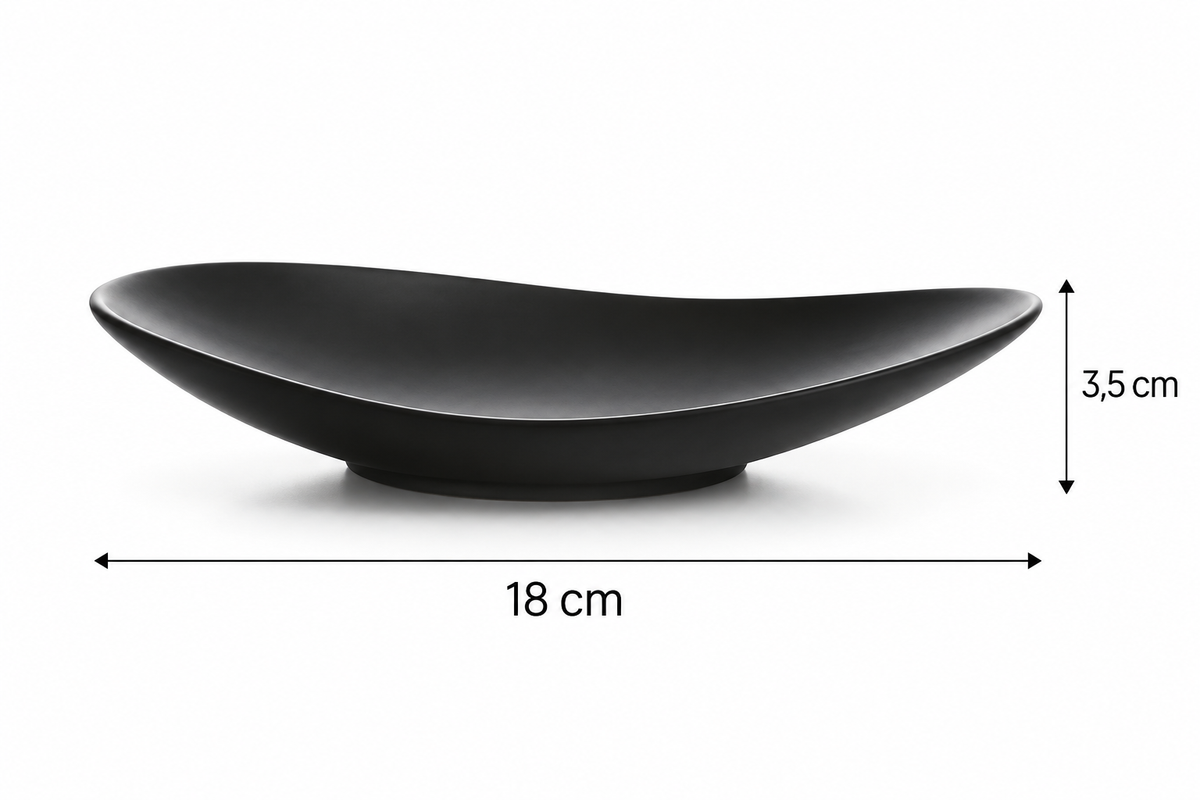Vide-Poche Minimaliste Ovale Noir Mat en Céramique