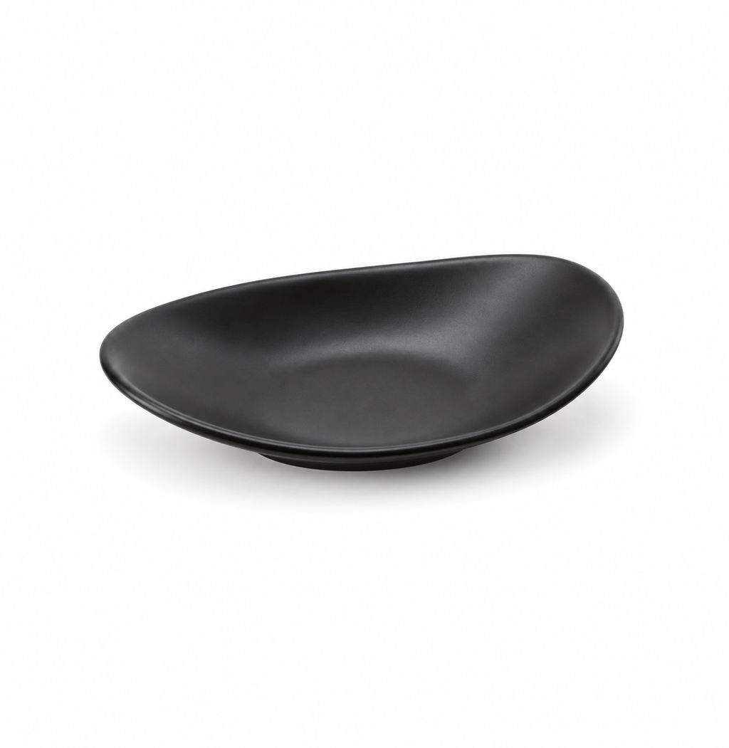 Vide-Poche Minimaliste Ovale Noir Mat en Céramique