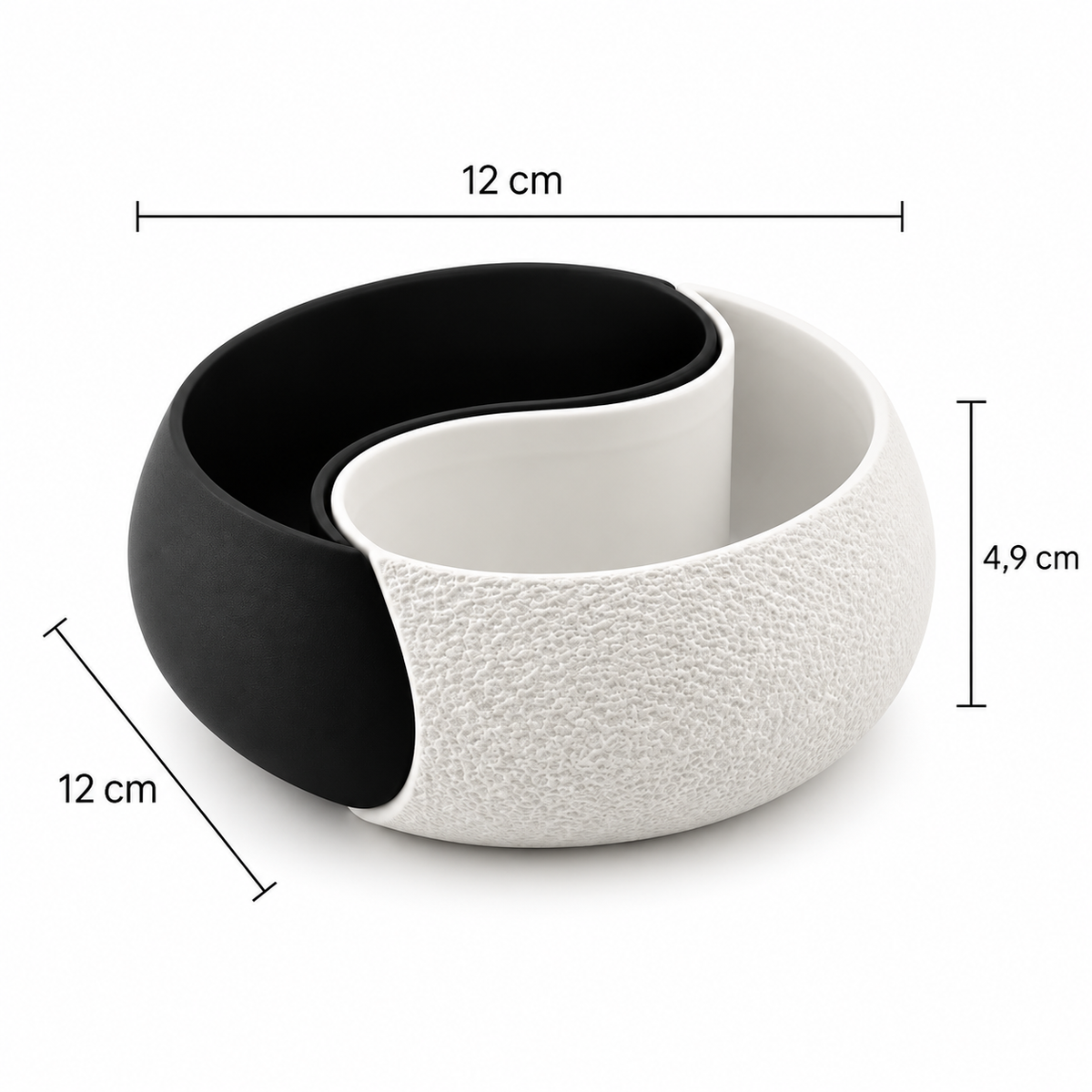 Vide-poche rond yin et yang noir et blanc