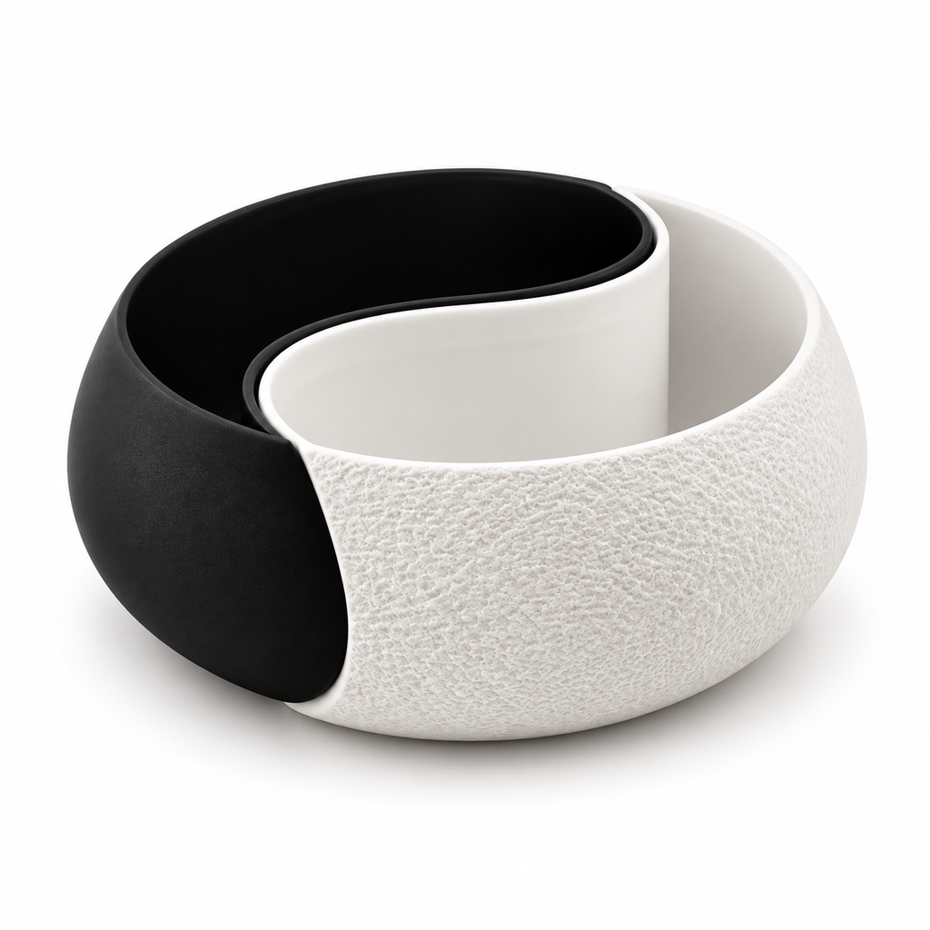 Vide-poche rond yin et yang noir et blanc