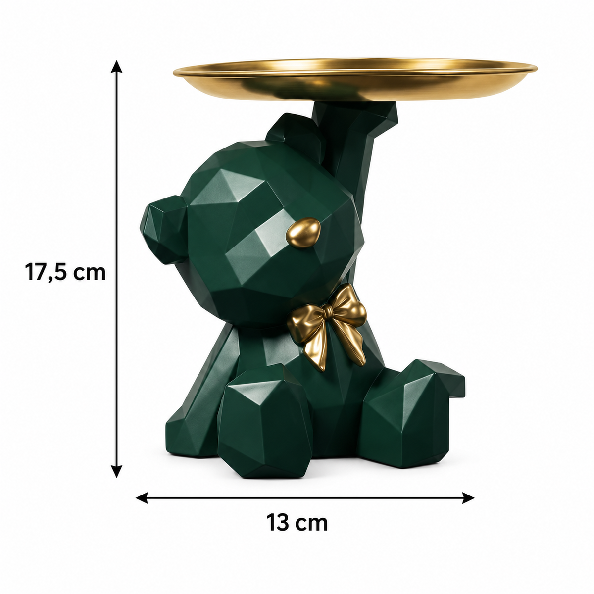 Vide-Poche Ours en Résine Style Origami avec Plateau Rangement