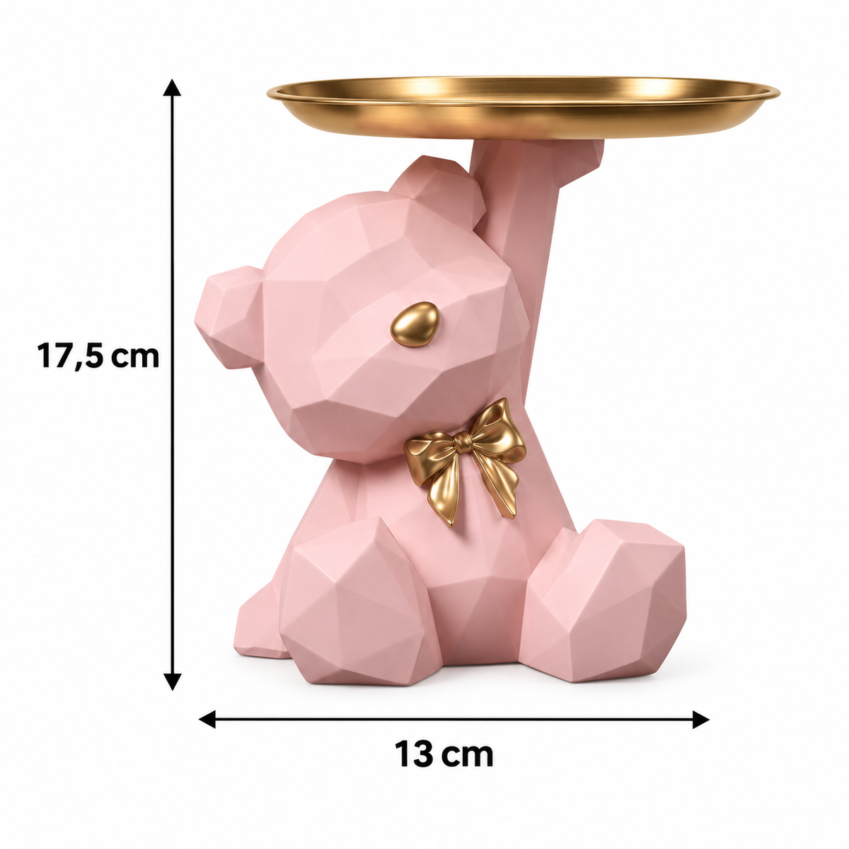 Vide-Poche Ours en Résine Style Origami avec Plateau Rangement