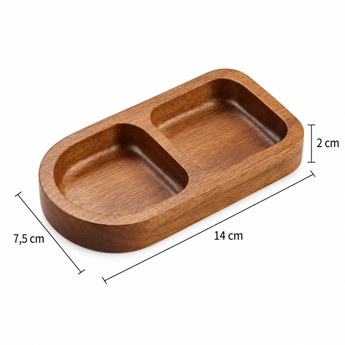 Vide-poche rectangulaire en Bois d’acacia à plusieurs compartiments