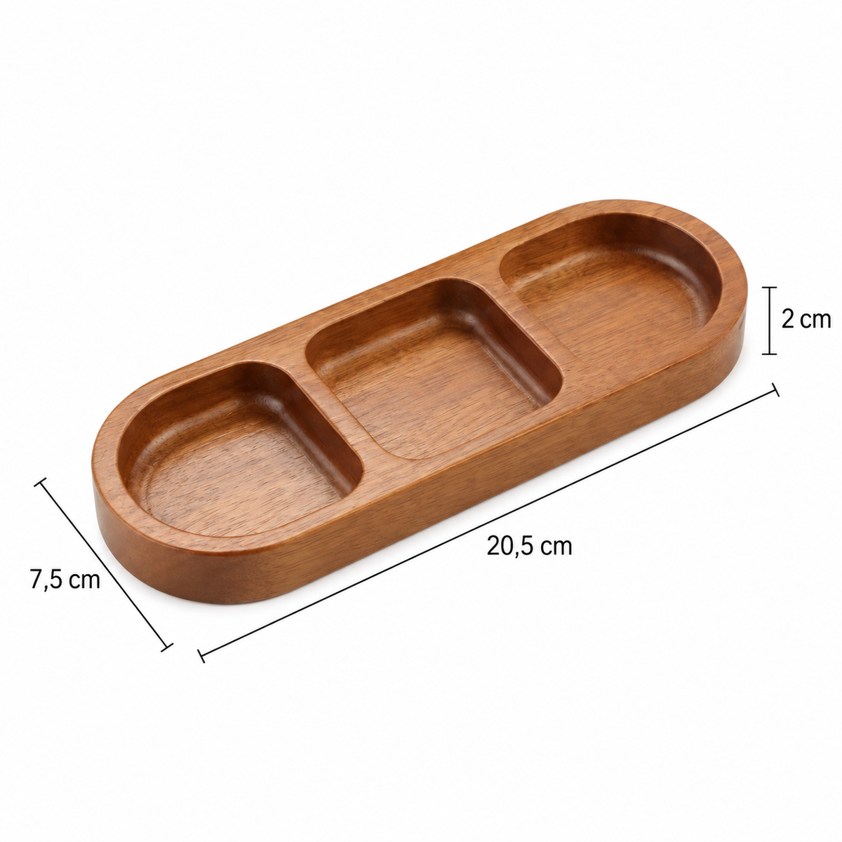 Vide-poche rectangulaire en Bois d’acacia à plusieurs compartiments