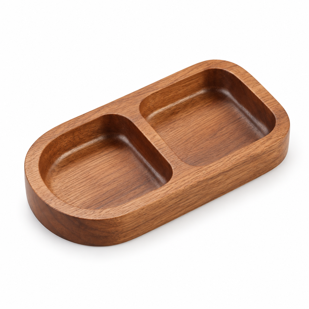Vide-poche rectangulaire en Bois d’acacia à plusieurs compartiments