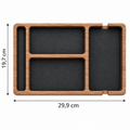 Vide-poche en bois et cuir avec compartiments pour bureau et entrée