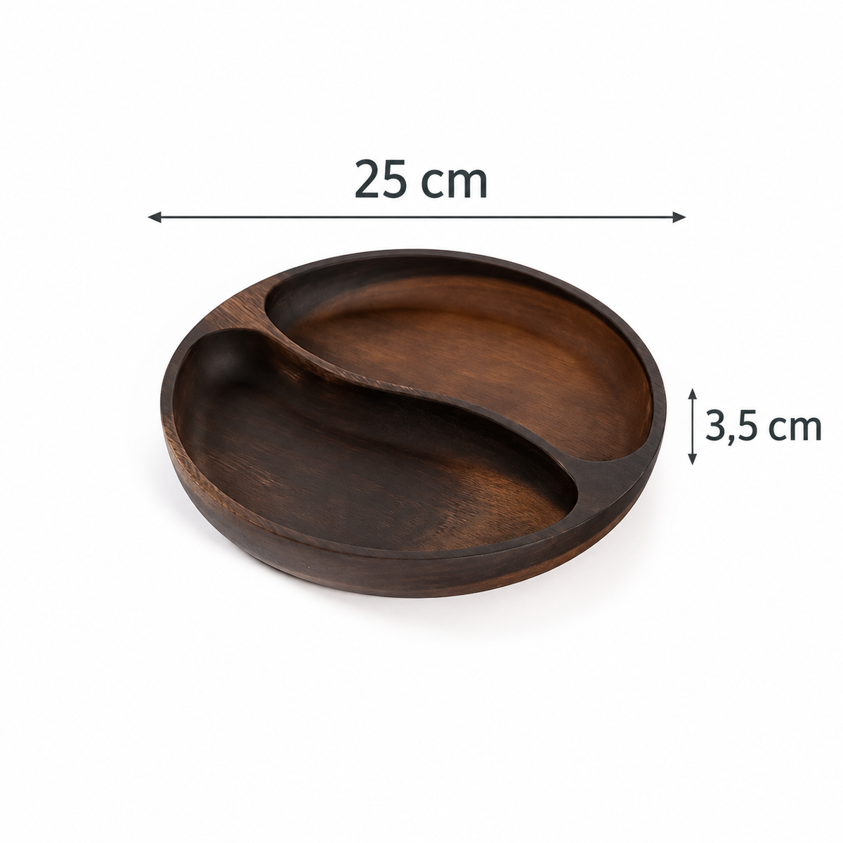 Vide-poche bol design en bois à 2 compartiments