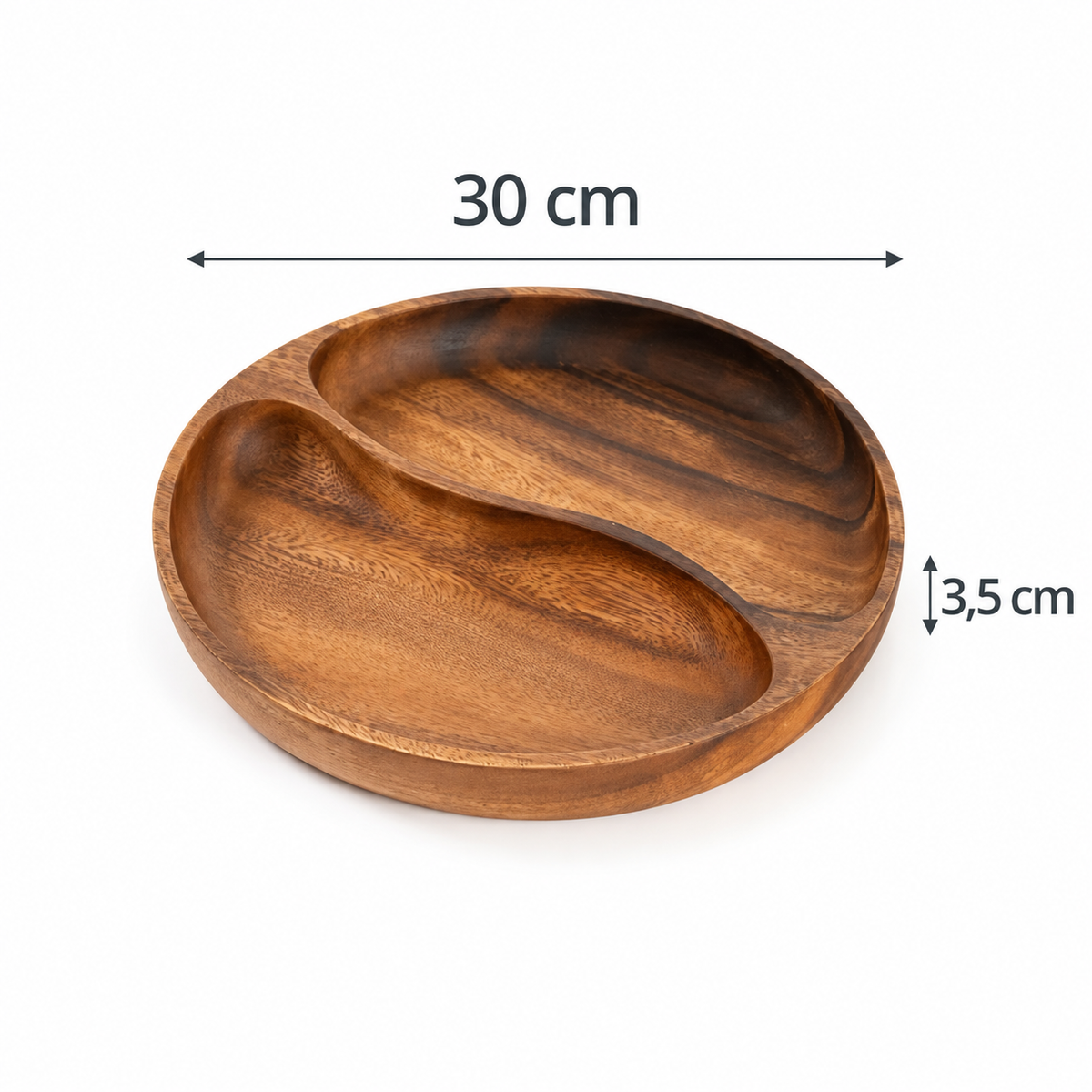 Vide-poche bol design en bois à 2 compartiments