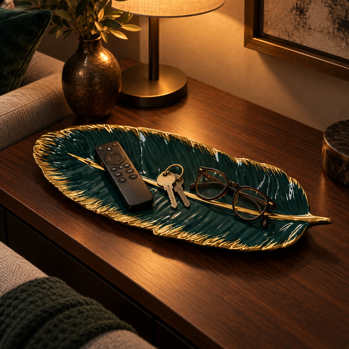 Vide-Poche Décoratif Design en Feuille Céramique