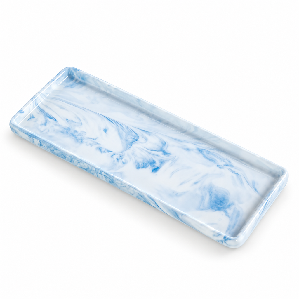 Vide-poche rectangulaire moderne à effet marbre