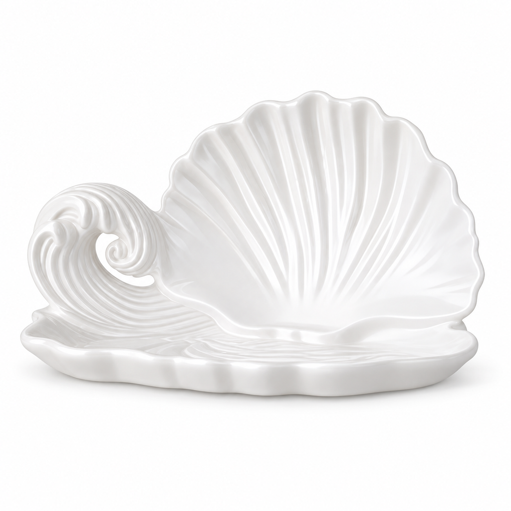 Vide-Poche Coquillage Blanc en Céramique pour Bijoux