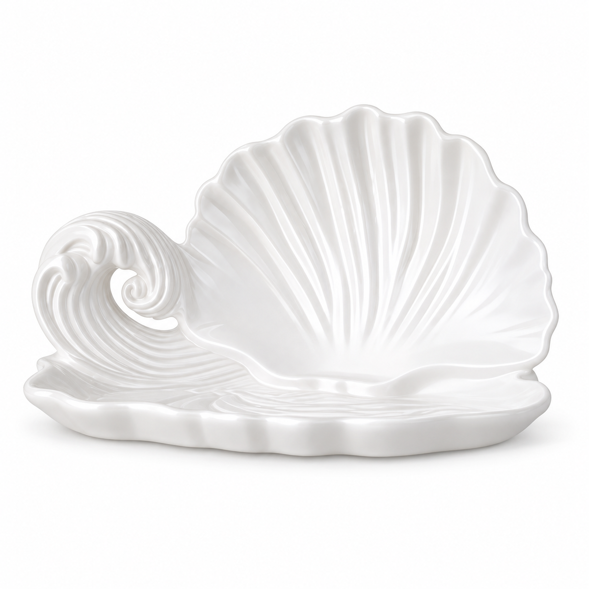 Vide-Poche Coquillage Blanc en Céramique pour Bijoux