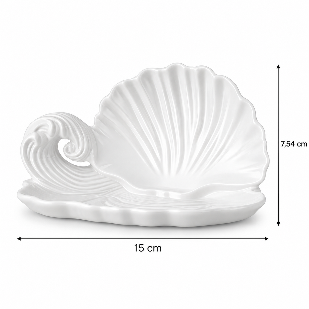 Vide-Poche Coquillage Blanc en Céramique pour Bijoux