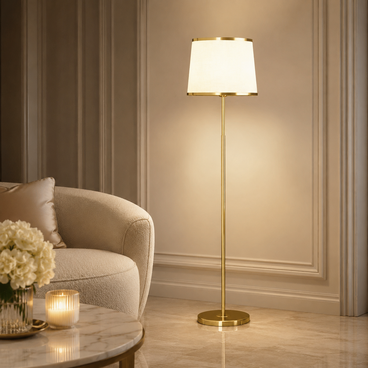 Lampadaire sur pied salon réglable avec un abat-jour