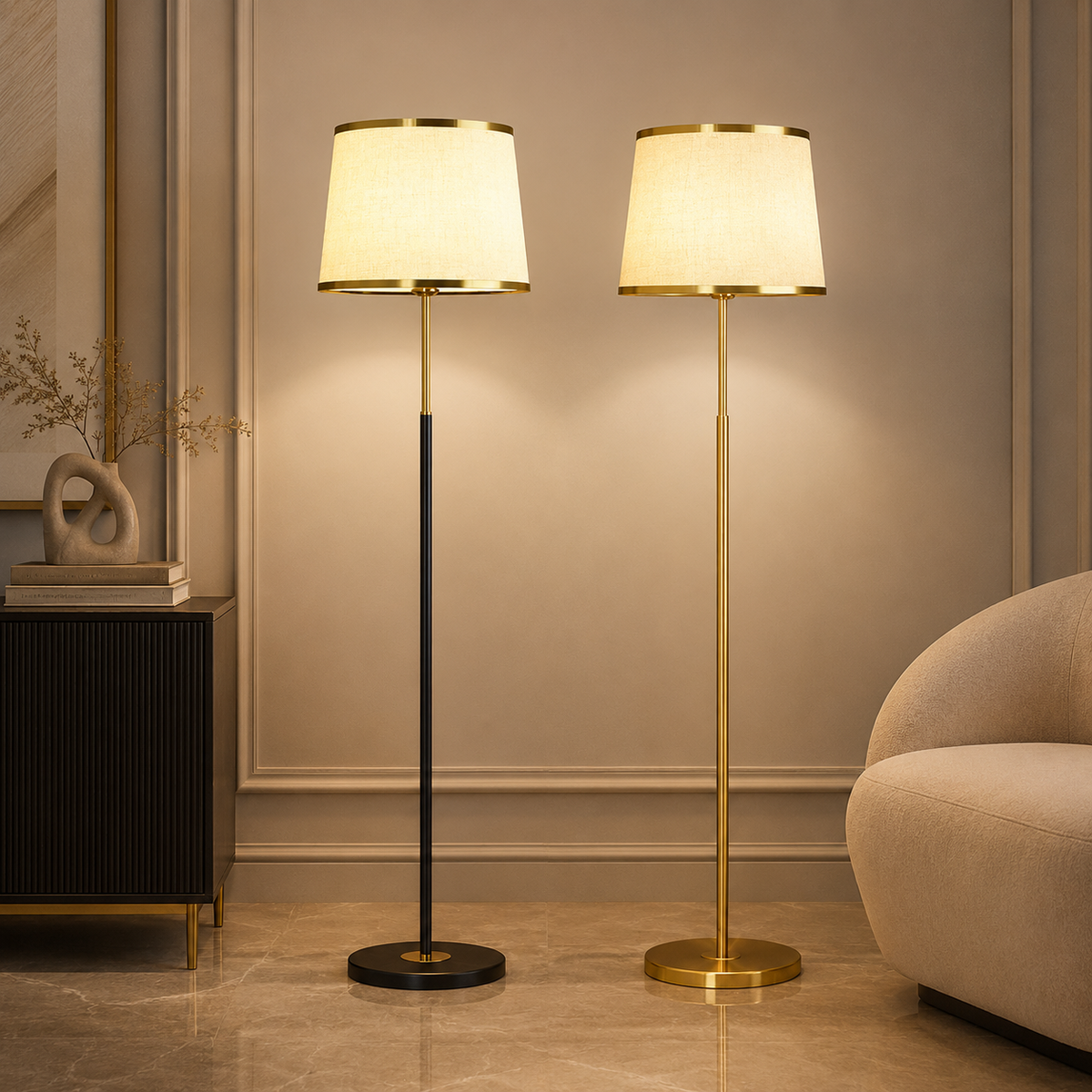 Lampadaire sur pied salon réglable avec un abat-jour